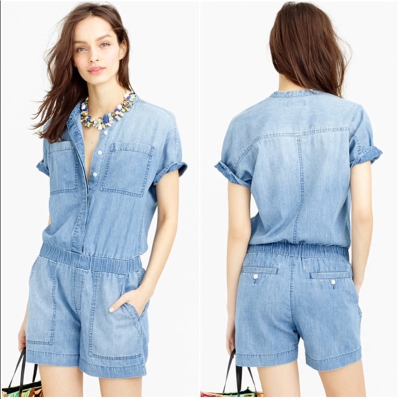 J. Crew Pants - J. Crew Drapey Chambray Romper Sz 4